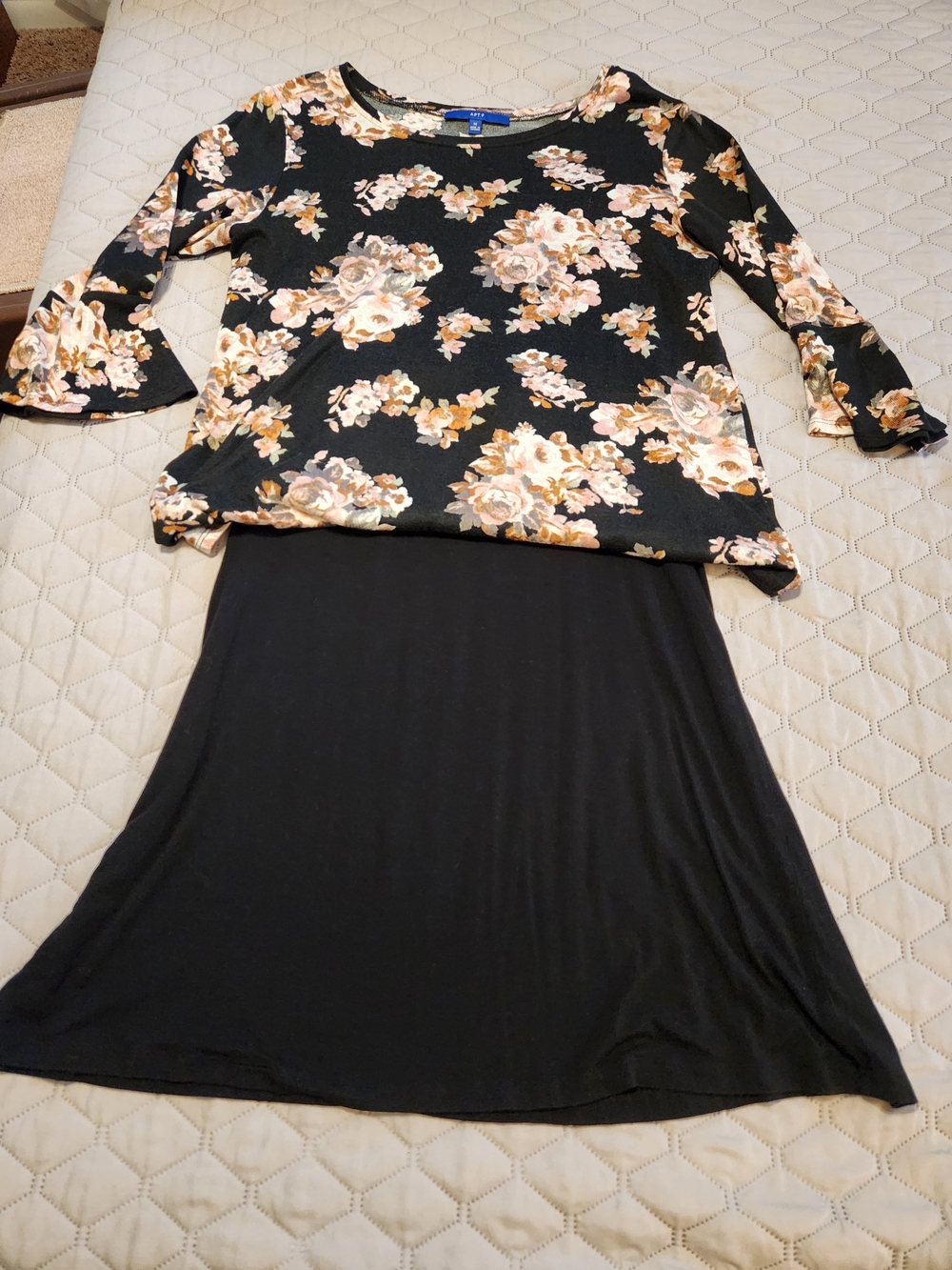 Black Maxi Skirt with Floral Top